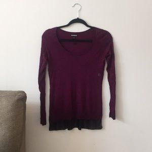 Express Burgundy Sweater with Accordion Trim